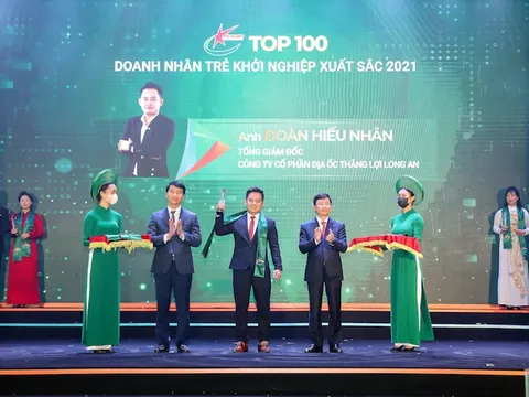 Tổng giám đốc Thắng Lợi Long An được vinh danh trong Top 100 Doanh nhân trẻ khởi nghiệp xuất sắc 2021
